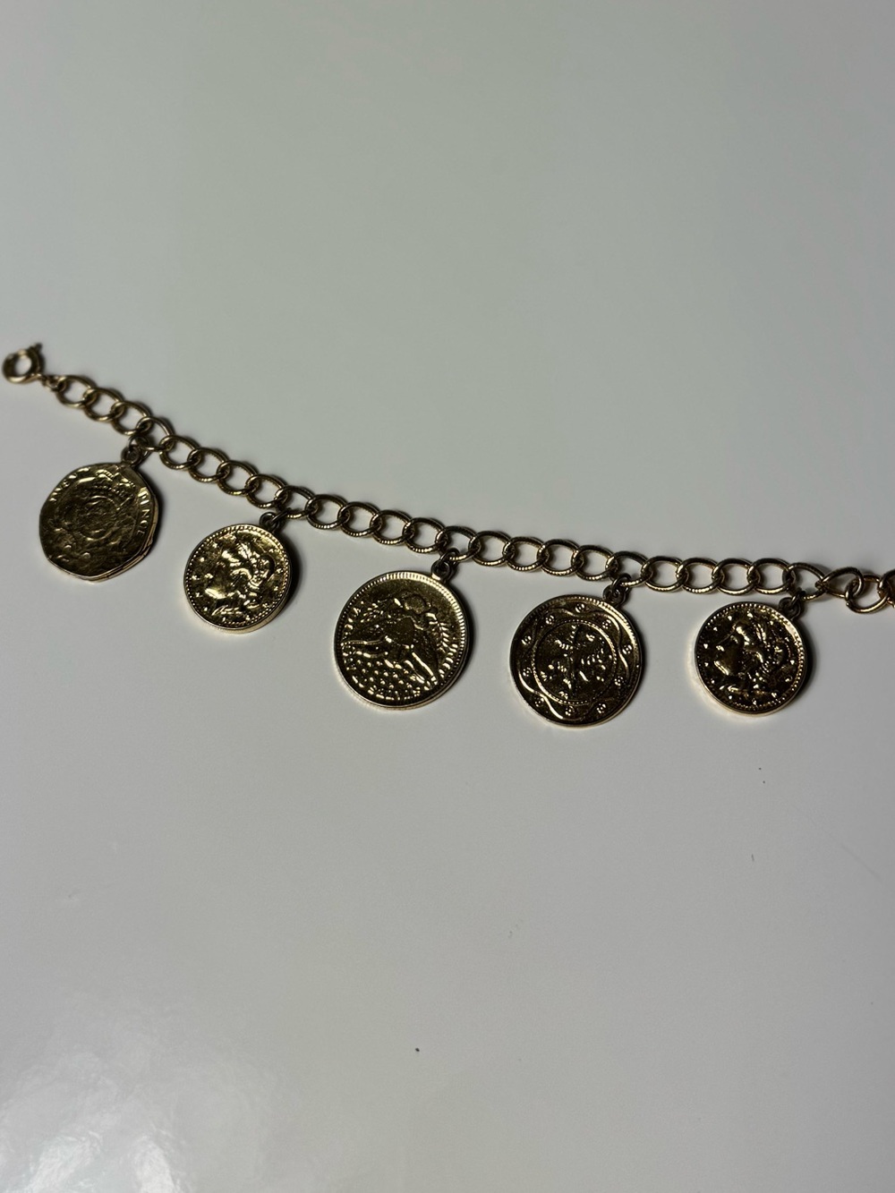 Gold Coin Charm Link Bracelet - Women Jewelry - Picture 8 of 13